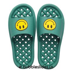 Pantofole con faccina sorridente verde scuro - Mesh antiscivolo